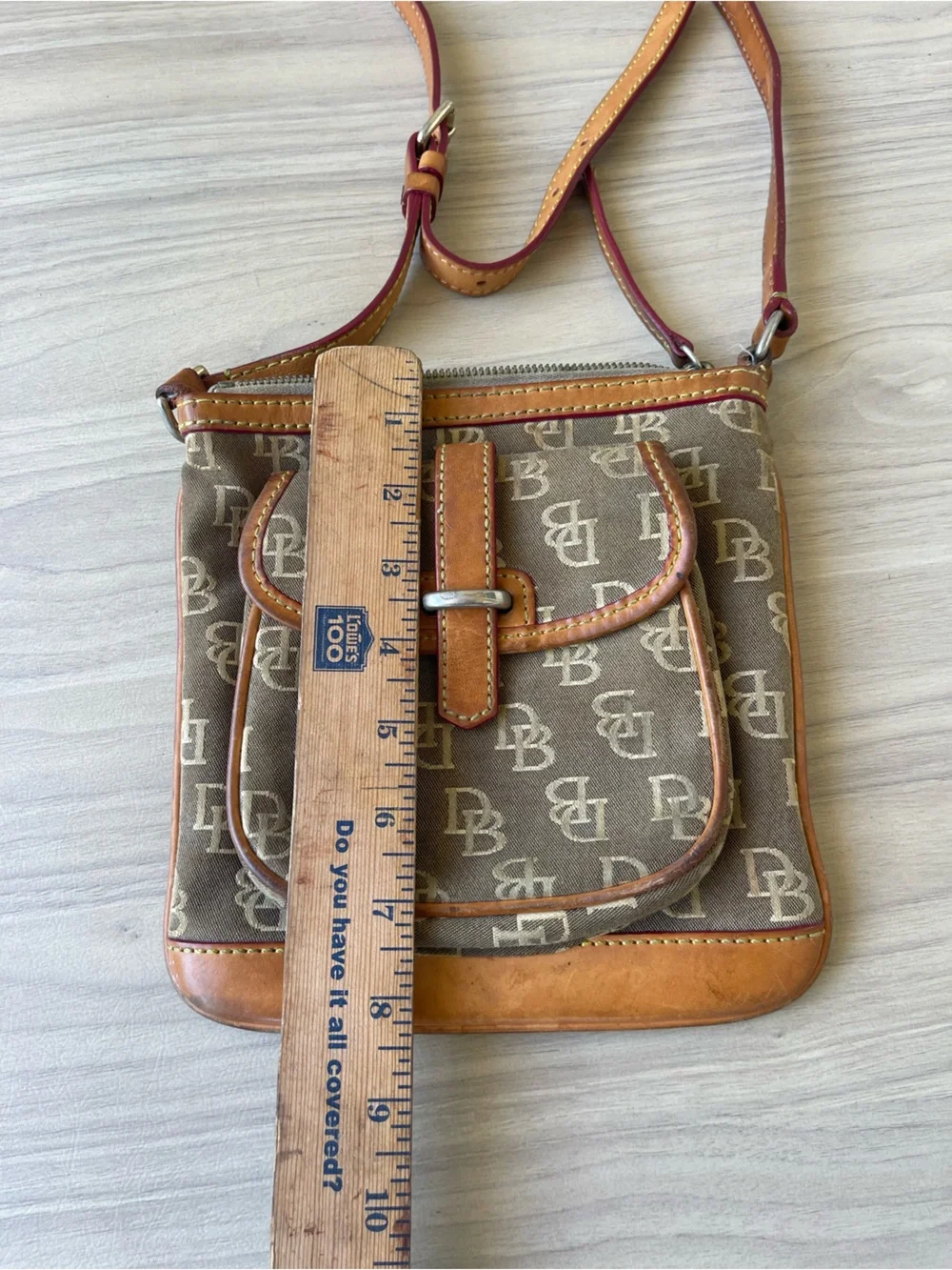 Dooney & Bourke Brown Signature Messenger Crossbody with Tan Trim